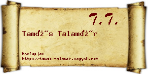 Tamás Talamér névjegykártya
